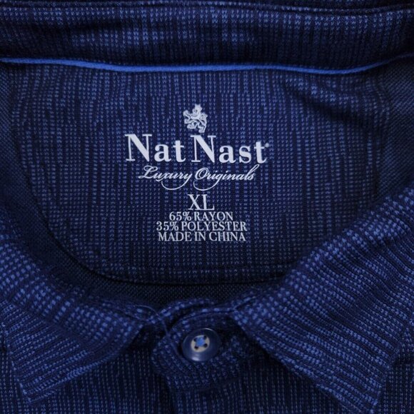Nat Nast Luxury Originals Mens XL Blue Pattern Polo Rayon Blend Short Sleeve - Picture 3 of 16